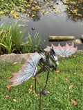 METAL ROCKING DRAGON STAKE GARDEN DECORATION
