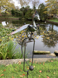 METAL ROCKING DRAGON STAKE GARDEN DECORATION
