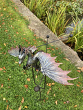 METAL ROCKING DRAGON STAKE GARDEN DECORATION