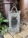 METAL / GLASS HANGING SQUARE LANTERN GARDEN / INDOOR ORNAMENT
