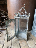 METAL / GLASS HANGING SQUARE LANTERN GARDEN / INDOOR ORNAMENT