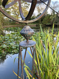 LARGE COLOURED METAL ARMILLARY STYLE SUNDIAL WEATHERVANE GARDEN ORNAMENT
