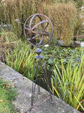 LARGE COLOURED METAL ARMILLARY STYLE SUNDIAL WEATHERVANE GARDEN ORNAMENT