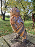 COLOURED METAL BARN OWL BIRD STATUE GARDEN ORNAMENT