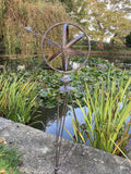 LARGE COLOURED METAL ARMILLARY STYLE SUNDIAL WEATHERVANE GARDEN ORNAMENT