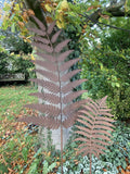 SET OF 2 BROWN METAL FERN LEAF PLANT STAKES GARDEN DECORATIONS