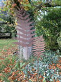SET OF 2 BROWN METAL FERN LEAF PLANT STAKES GARDEN DECORATIONS