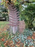 SET OF 2 BROWN METAL FERN LEAF PLANT STAKES GARDEN DECORATIONS