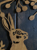 RUSTY METAL FLORAL RABBIT WREATH WALL ART GARDEN PLAQUE