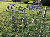 LARGE METAL WOODLAND TRIPLE BELL FLOWER STAKE GARDEN SUPPORT / DECORATION
