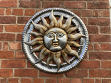 COLOURED METAL SUN FACE WALL PLAQUE HANGING GARDEN ORNAMENT