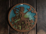 METAL FAIRY SILHOUETTE WALL PLAQUE HANGING GARDEN / INDOOR  ART DECOR