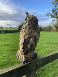 COLOURED METAL OWL BIRD STATUE GARDEN ORNAMENT