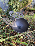 RUSTY METAL BUTTERFLY RAIN CATCHER STAKE GARDEN BIRD BATH FEEDER