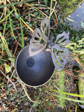 RUSTY METAL BUTTERFLY RAIN CATCHER STAKE GARDEN BIRD BATH FEEDER