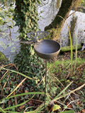 RUSTY METAL BUTTERFLY RAIN CATCHER STAKE GARDEN BIRD BATH FEEDER