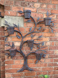 LARGE COLOURED METAL TREE WALL PLANTER HANGING GARDEN ORNAMENT