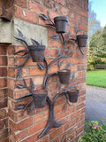 LARGE COLOURED METAL TREE WALL PLANTER HANGING GARDEN ORNAMENT