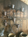 LARGE COLOURED METAL TREE WALL PLANTER HANGING GARDEN ORNAMENT