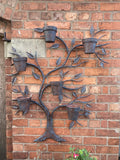 LARGE COLOURED METAL TREE WALL PLANTER HANGING GARDEN ORNAMENT