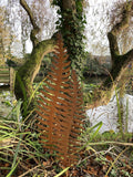 SET OF 2 RUSTY METAL FERN LEAF PLANT STAKES GARDEN DECORATIONS