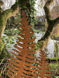 SET OF 2 RUSTY METAL FERN LEAF PLANT STAKES GARDEN DECORATIONS