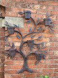 LARGE COLOURED METAL TREE WALL PLANTER HANGING GARDEN ORNAMENT