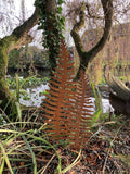 SET OF 2 RUSTY METAL FERN LEAF PLANT STAKES GARDEN DECORATIONS
