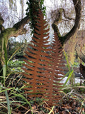 SET OF 2 RUSTY METAL FERN LEAF PLANT STAKES GARDEN DECORATIONS