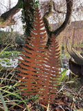 SET OF 2 RUSTY METAL FERN LEAF PLANT STAKES GARDEN DECORATIONS