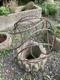 WROUGHT METAL RUSTY GARDEN SPIRAL SPHERE DECORATIVE ORNAMENT STEEL BALL