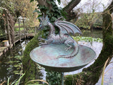 METAL BLUE DRAGON BIRD BATH / FEEDER STAKE GARDEN ORNAMENT