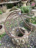 WROUGHT METAL RUSTY GARDEN SPIRAL SPHERE DECORATIVE ORNAMENT STEEL BALL