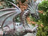 METAL BLUE DRAGON BIRD BATH / FEEDER STAKE GARDEN ORNAMENT