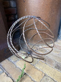 WROUGHT METAL RUSTY GARDEN SPIRAL SPHERE DECORATIVE ORNAMENT STEEL BALL