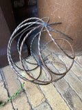 WROUGHT METAL RUSTY GARDEN SPIRAL SPHERE DECORATIVE ORNAMENT STEEL BALL