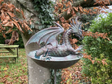 METAL BLUE DRAGON BIRD BATH / FEEDER STAKE GARDEN ORNAMENT