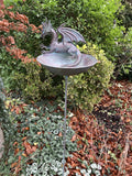 METAL BLUE DRAGON BIRD BATH / FEEDER STAKE GARDEN ORNAMENT