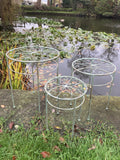 SET OF 3 LIGHT-WEIGHT GREEN METAL PLANT STANDS TABLES GARDEN / INDOOR