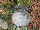 METAL BLUE DRAGON BIRD BATH / FEEDER STAKE GARDEN ORNAMENT