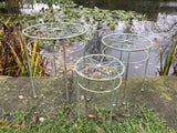 SET OF 3 LIGHT-WEIGHT GREEN METAL PLANT STANDS TABLES GARDEN / INDOOR