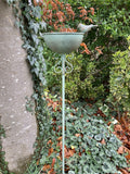 METAL GREEN SMALL BIRD FEEDER CUP STAKE GARDEN SUPPORT BIRD BATH