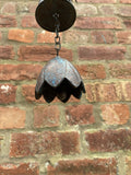 BLUE METAL HANGING WATERING CAN / DRAGONFLY BELL RAIN  CHAIN GARDEN ORNAMENT