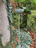 METAL GREEN SMALL BIRD FEEDER CUP STAKE GARDEN SUPPORT BIRD BATH