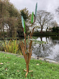 METAL GARDEN COLOURED REEDS PLANT STAKE POND ORNAMENT