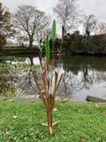 METAL GARDEN COLOURED REEDS PLANT STAKE POND ORNAMENT