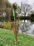 METAL GARDEN COLOURED REEDS PLANT STAKE POND ORNAMENT