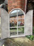 LARGE METAL SHUTTER STYLE MIRROR GARDEN / INDOOR WALL DECOR ORNAMENT