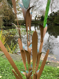 METAL GARDEN COLOURED REEDS PLANT STAKE POND ORNAMENT