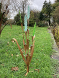 METAL GARDEN COLOURED REEDS PLANT STAKE POND ORNAMENT